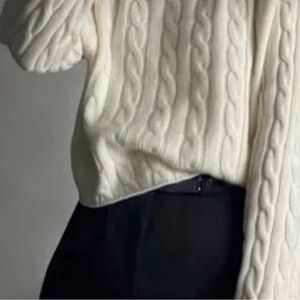 Womens Cable Knit Crew Neck Long Sleeve Sweater size S